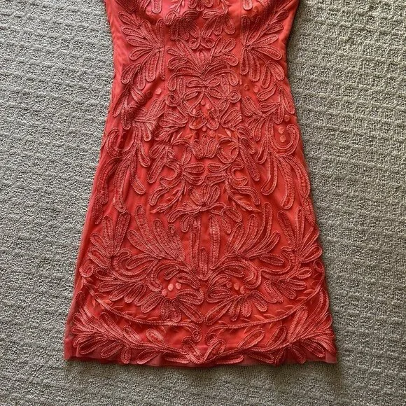 Sue Wong Womens Size 0 Coral Sleeveless Dress Designer Cocktail Embroidered NWOT - Picture 10 of 10